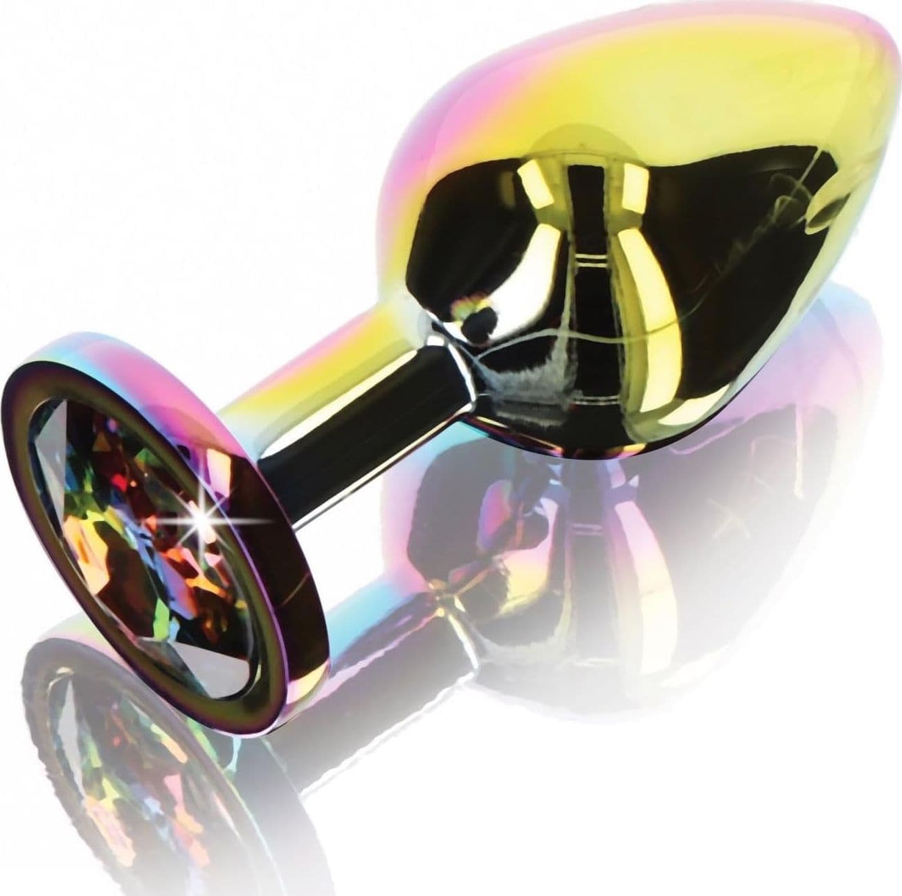 Plug anale medio alluminio multicolore base gioiello sex toy 8,2 cm - 4