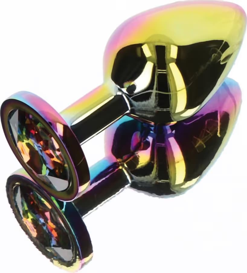 Plug anale medio alluminio multicolore base gioiello sex toy 8,2 cm - 6