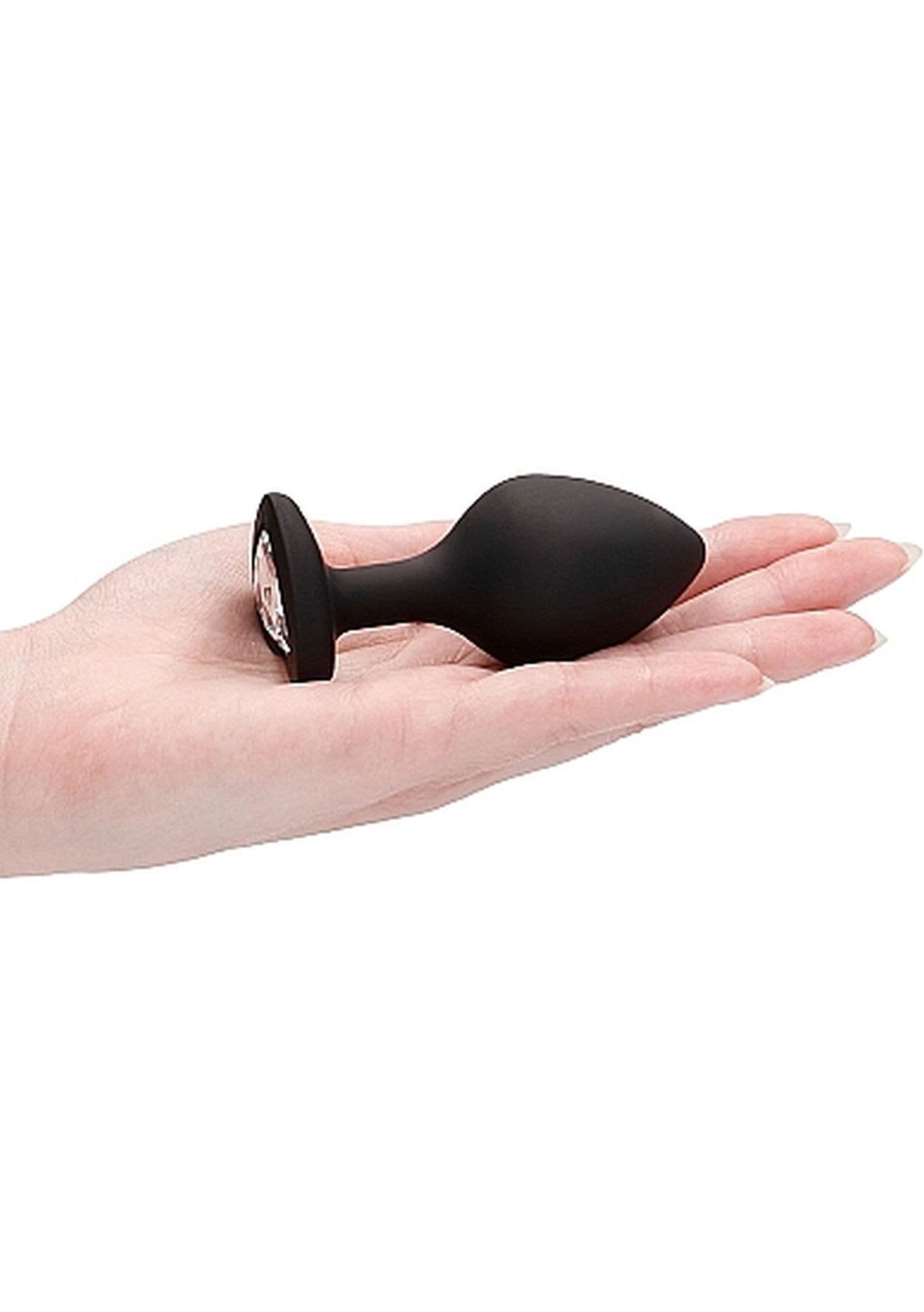 Plug anale large Ouch! silicone nero base cuore gioiello sex toy 8 cm Diamond Heart Large - 3