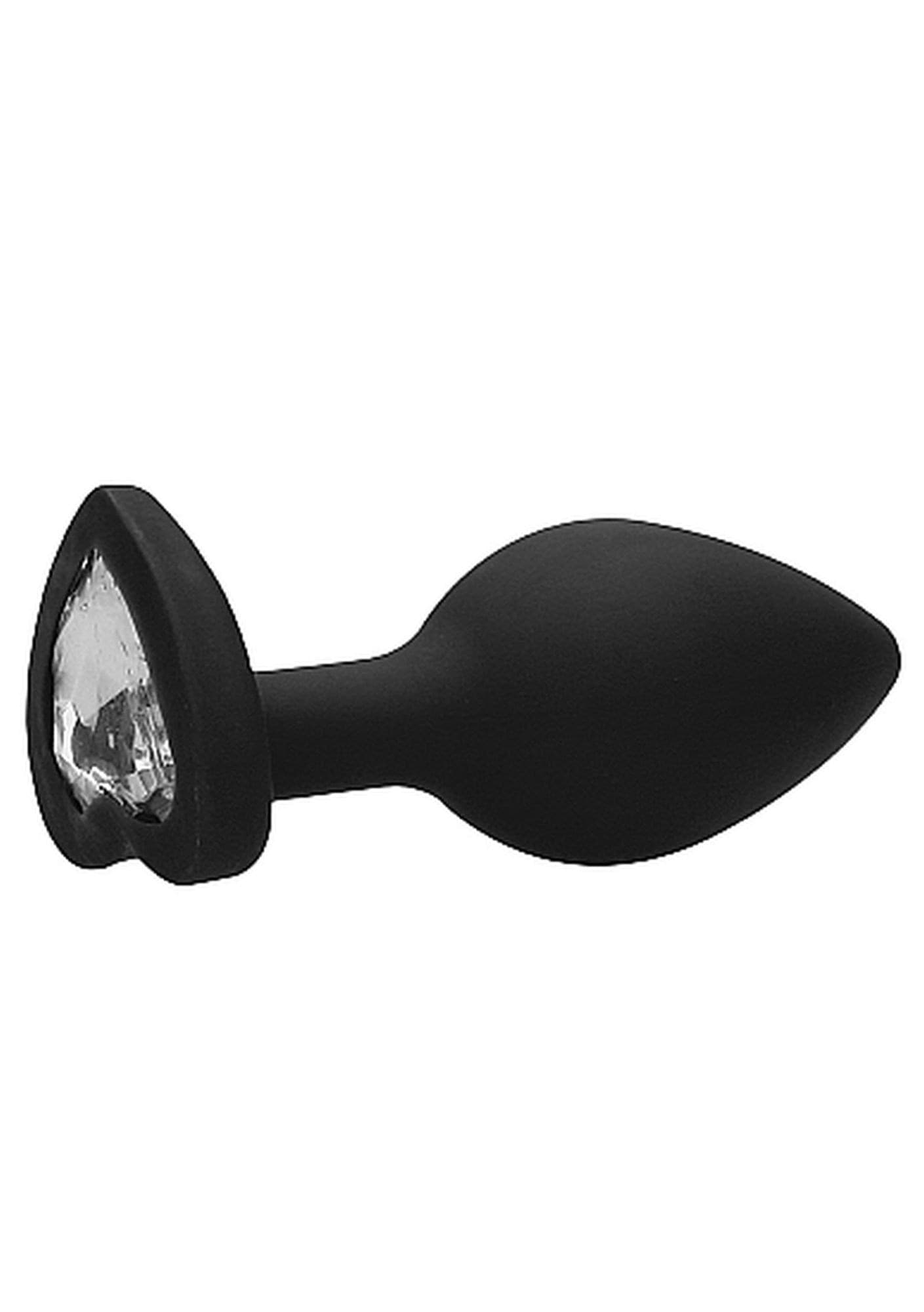 Plug anale large Ouch! silicone nero base cuore gioiello sex toy 8 cm Diamond Heart Large - 5