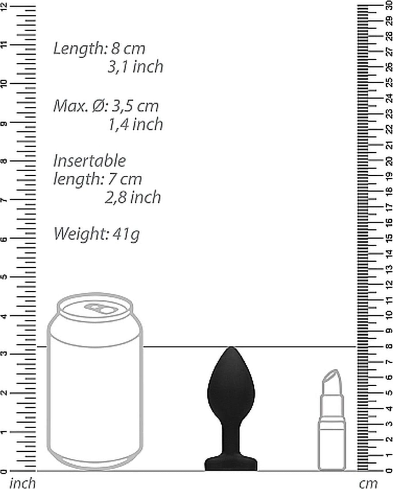 Plug anale large Ouch! silicone nero base cuore gioiello sex toy 8 cm Diamond Heart Large - 7