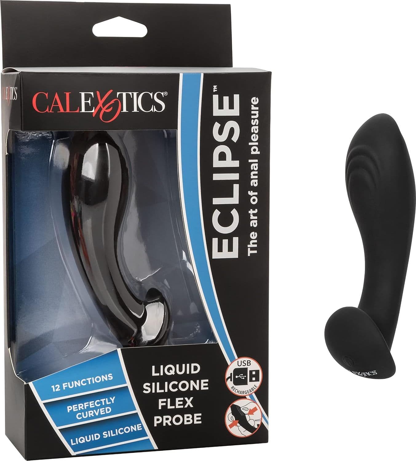Plug anale Eclipse curvo stimolante della prostata12 funzioni silicone nero - 2