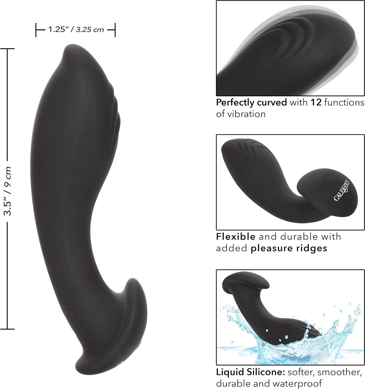 Plug anale Eclipse curvo stimolante della prostata12 funzioni silicone nero - 3