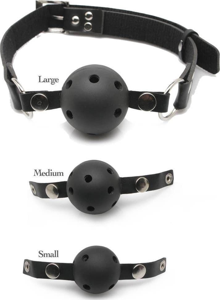 Ball Gag Training 3 PALLE S M L  BDSM bondage kit system Regolabile Nero - 6