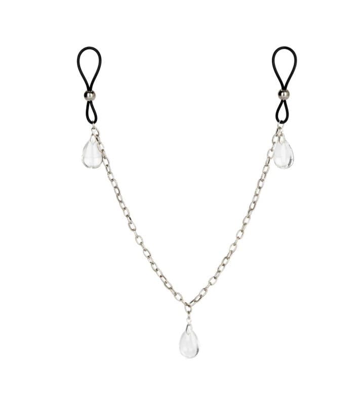 Pendenti per capezzol Nipple Chain 43 cm Gioielli Crystal BDSM Non Piercing - 2