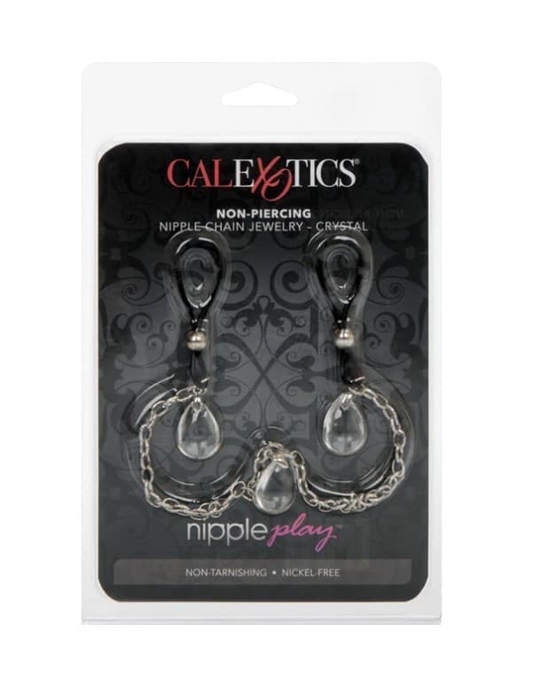 Pendenti per capezzol Nipple Chain 43 cm Gioielli Crystal BDSM Non Piercing - 3