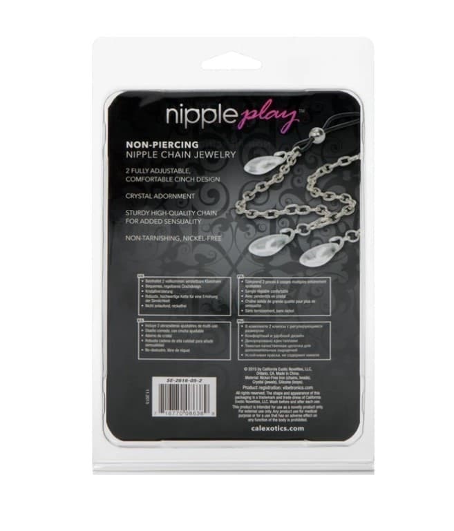 Pendenti per capezzol Nipple Chain 43 cm Gioielli Crystal BDSM Non Piercing - 4