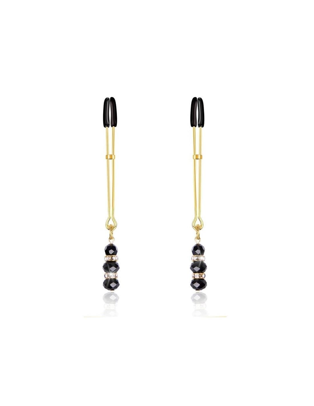 Pinze per Capezzoli Dorate eleganti Perle Vetro Regolabili BDSM Bondage fetish - 4