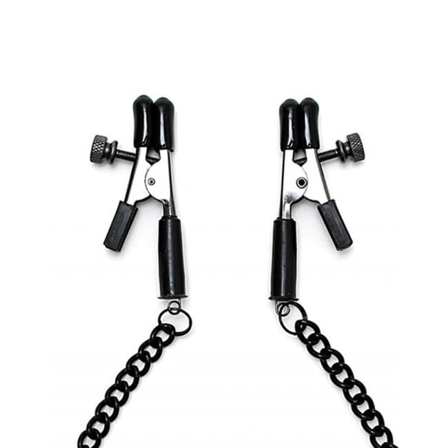 Pinzette Capezzoli Regolabili Catena Nera BDSM Sex Toy Rimba Bondage Play - 3