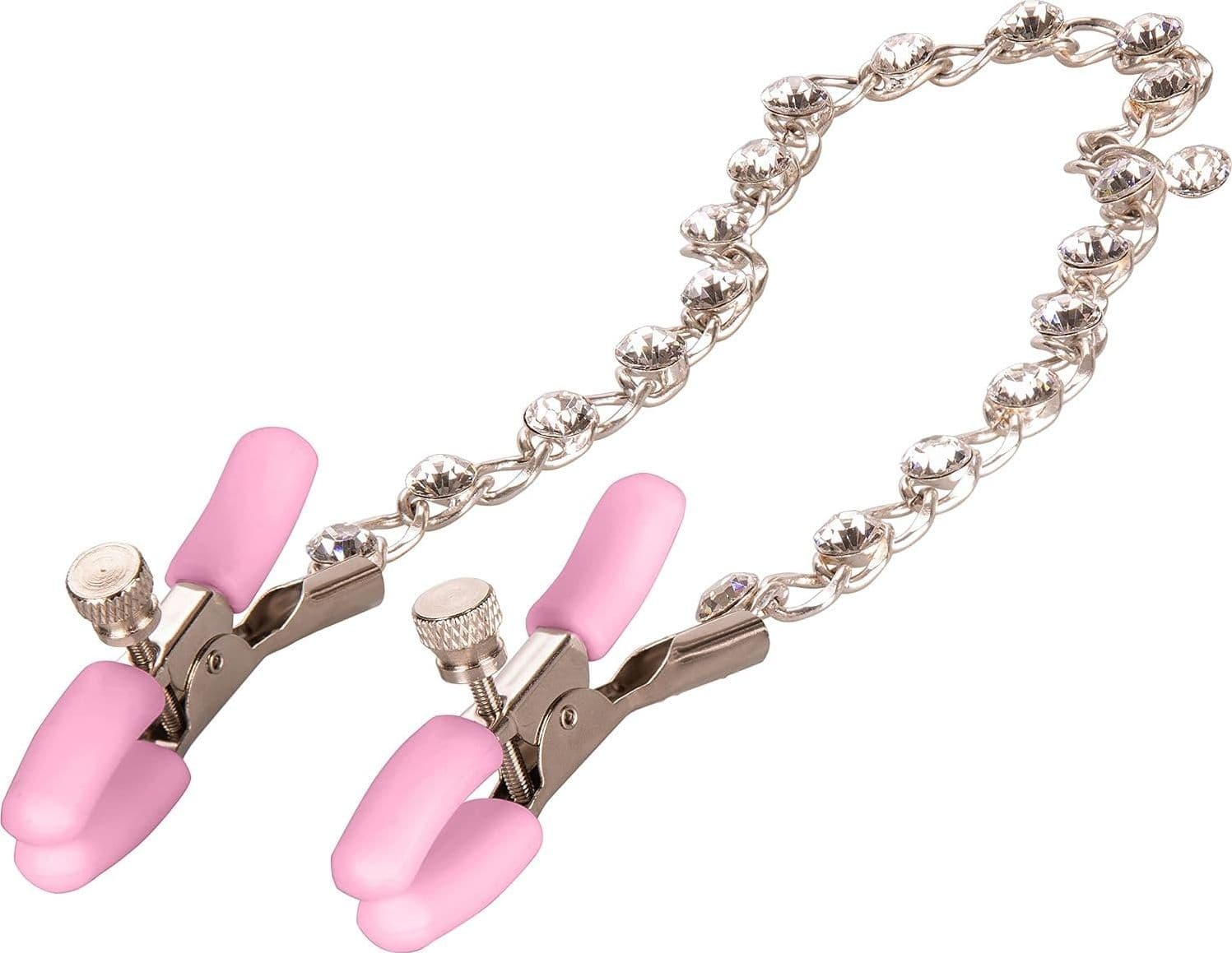CalExotics Crystal Chain Pinze Capezzoli Rosa Regolabili BDSM Sex Toy 30,5cm - 5