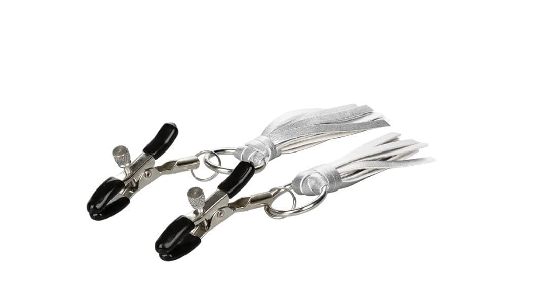 CalExotics  Pinze Capezzoli Regolabili con Nappine grigie  BDSM Sex Toy bondage - 3