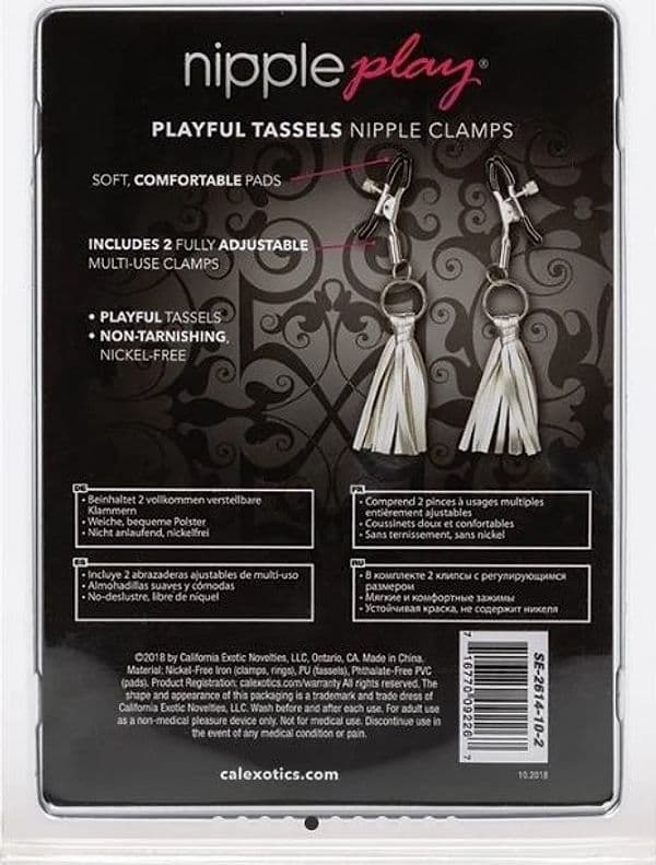 CalExotics  Pinze Capezzoli Regolabili con Nappine grigie  BDSM Sex Toy bondage - 4