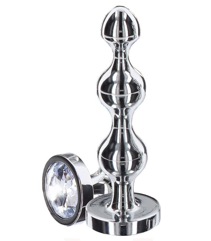 Plug Anale Alluminio Large 13,4 cm ToyJoy Anal Play Diamond Star Beads - 2
