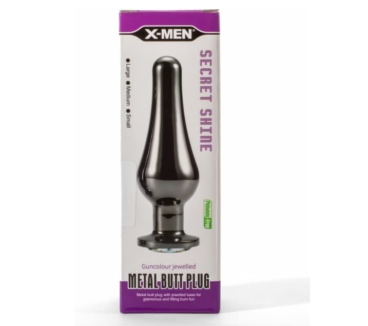 Plug Anale di Design 9,4 cm  metallo con gioiello grigio canna di fucile - 2