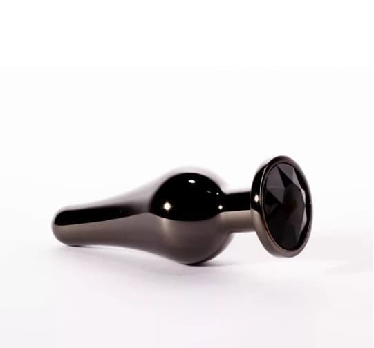 Plug Anale di Design 9,4 cm  metallo con gioiello grigio canna di fucile - 4