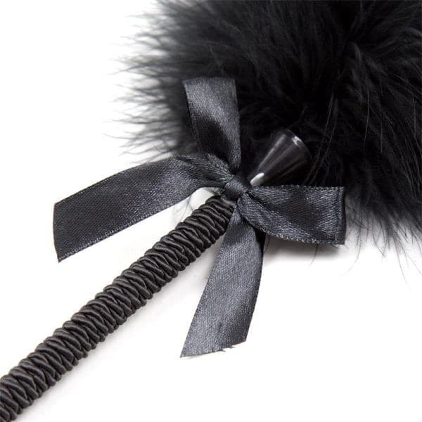 Frustino sexy con nero Piume Piume Nere 25cm Fiocco BDSM Bondage - 2