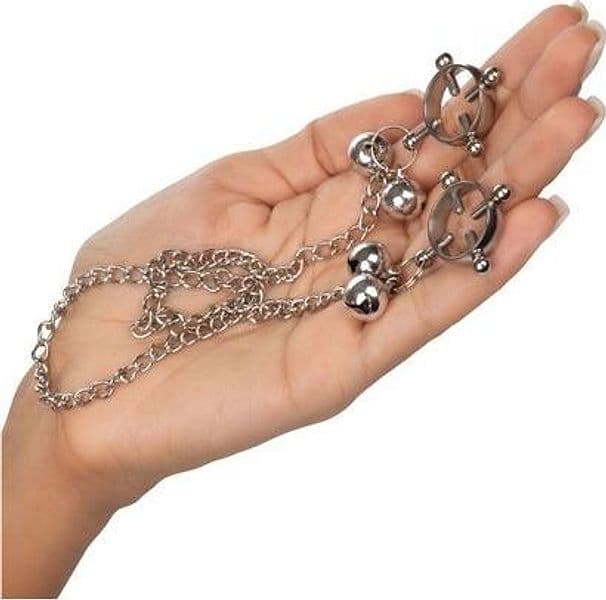 CalExotics Nipple Grips Pinze Capezzoli 4 Punti Campanelli Catena BDSM - 4