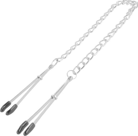 Darkness Pinze Capezzoli Lunghe Metallo Catena BDSM Nipple Clamps Nickel Free - 2