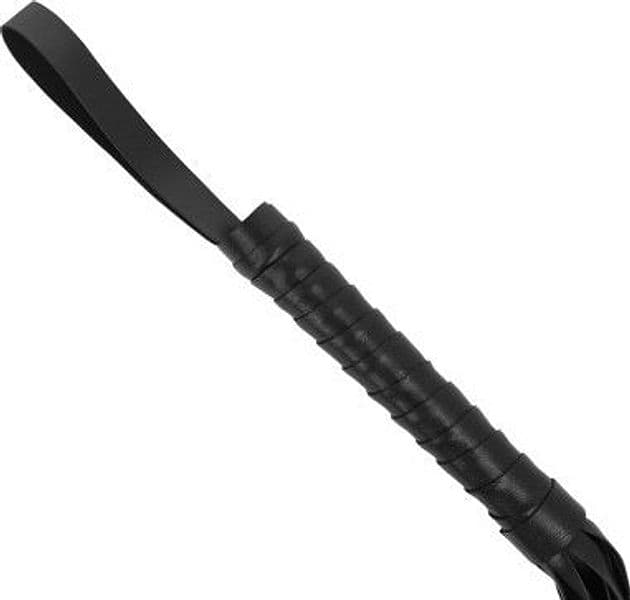Intense Fetish Flogger Nero Pelle Vegana Frusta BDSM Ergonomica D-236014 - 4