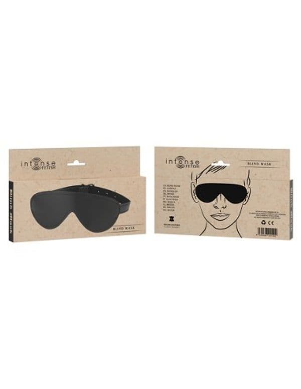 Intense Fetish Blind Mask Nera Pelle Vegana Mascherina BDSM D-236012 - 5