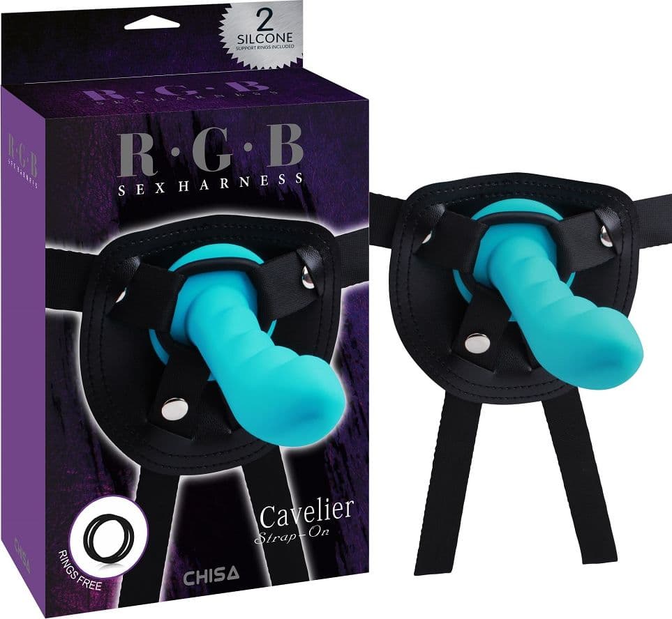 Chisa RGB Cavelier Strap-On Harness Dildo Silicone Blu Regolabile CN-522066352 - 5