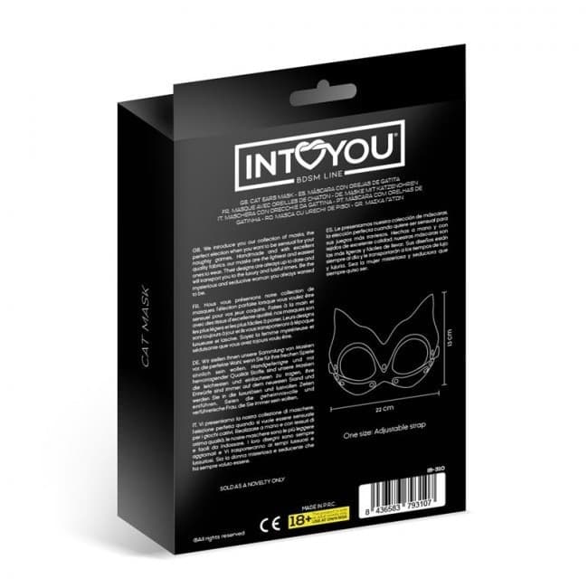 InToYou Kaissy Cat Mask Nera Regolabile BDSM Maschera Gatto Fetish IB-310 - 3