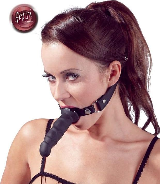 Fetish Collection Bavaglio BDSM con Dildo Silicone Nero 12 cm Regolabile - 4