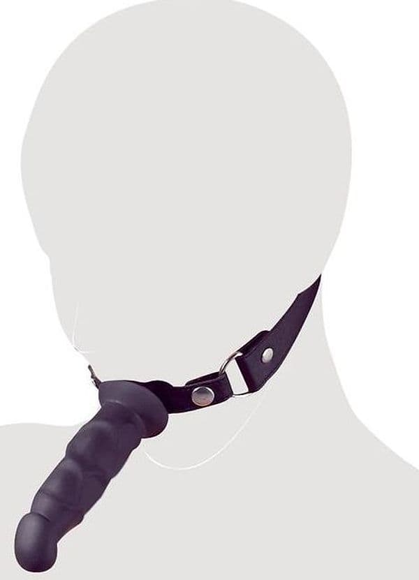 Fetish Collection Bavaglio BDSM con Dildo Silicone Nero 12 cm Regolabile - 8