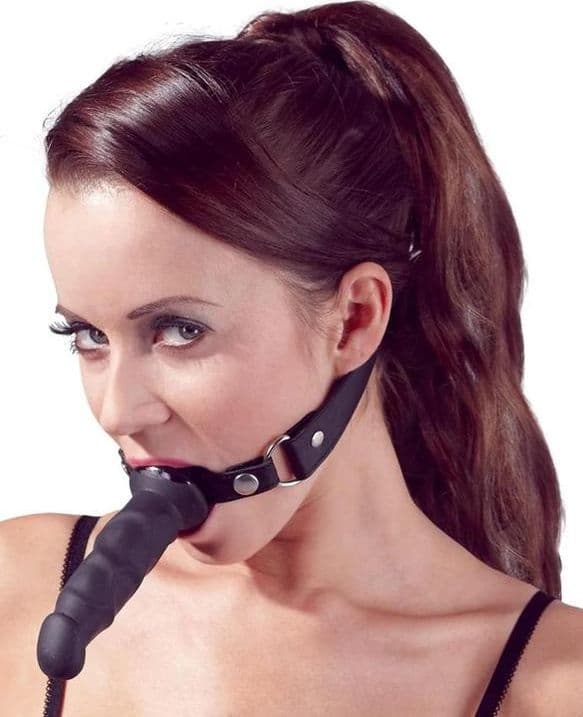 Fetish Collection Bavaglio BDSM con Dildo Silicone Nero 12 cm Regolabile - 9
