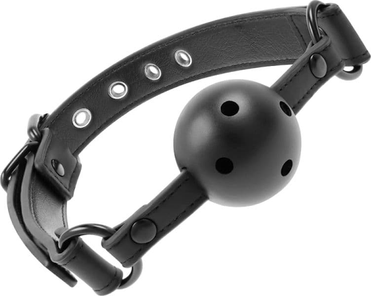 Morso BDSM Ball Gag Traspirante Nero Palla Forata Regolabile Fetish Unisex - 6