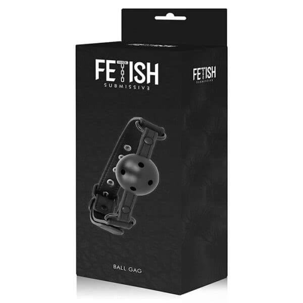 Morso BDSM Ball Gag Traspirante Nero Palla Forata Regolabile Fetish Unisex - 3