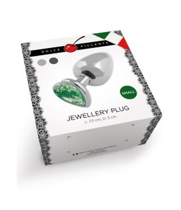 Plug anale Dolce Piccante Jewellery Small acciaio 7,5 cm gemma verde - 2