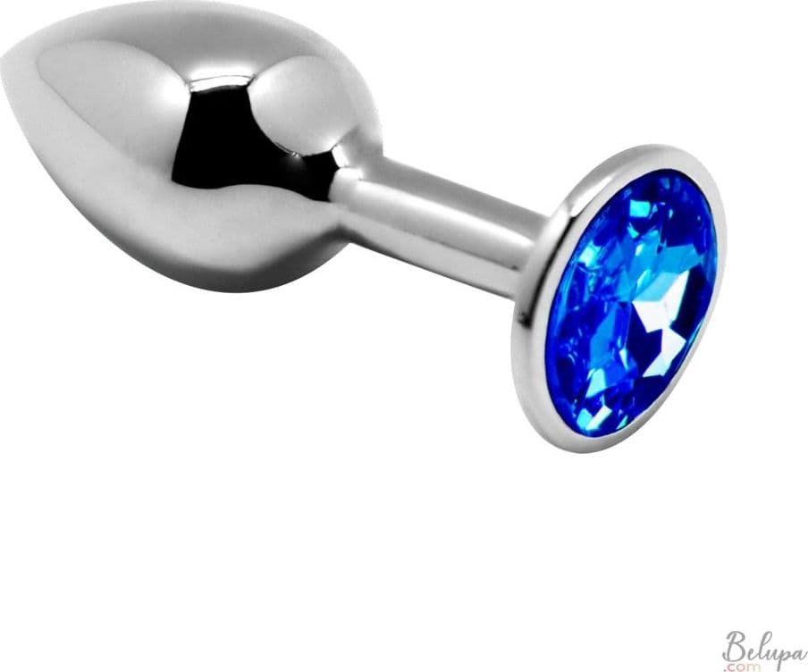 Plug anale Alive Anal Pleasure L metallo 9 cm gemma blu gioiello base sicura - 2