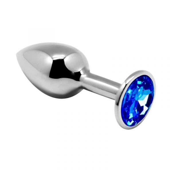 Plug anale Alive Anal Pleasure L metallo 9 cm gemma blu gioiello base sicura - 3