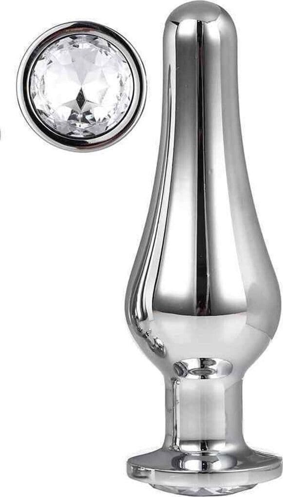 Plug anale Dream Toys Gleaming Love Large alluminio 9,5 cm gemma argento unisex - 2