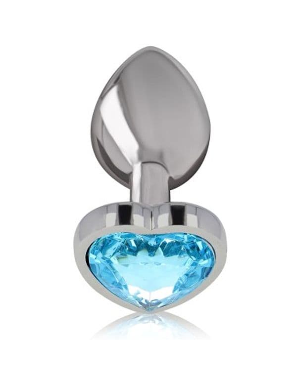 Plug anale Intense L alluminio 9 cm gemma cuore blu 4 cm metallo unisex - 2