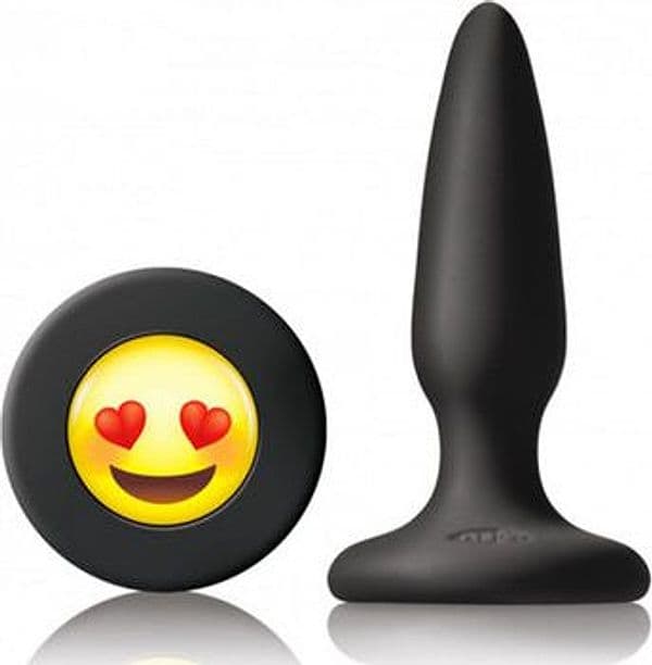 Plug anale NS Novelties Mojis ILY silicone nero 8,5 cm emoji cuore unisex - 2