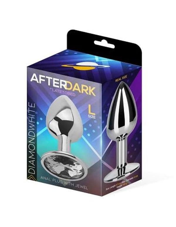 Plug anale AfterDark Diamond White L alluminio gemma trasparente 9,5 cm unisex - 2