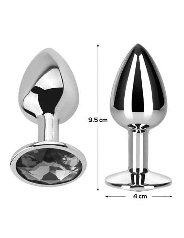 Plug anale AfterDark Diamond White L alluminio gemma trasparente 9,5 cm unisex - 3