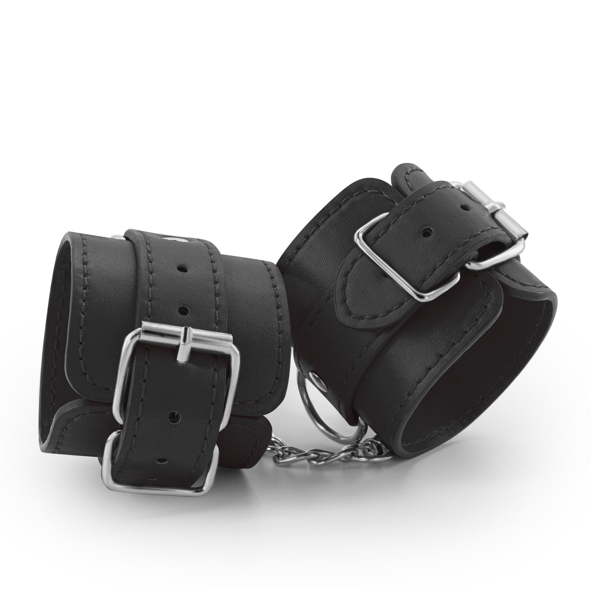 Manette BDSM Crushious Bondage Love ecopelle nere polsi caviglie catena unisex - 3