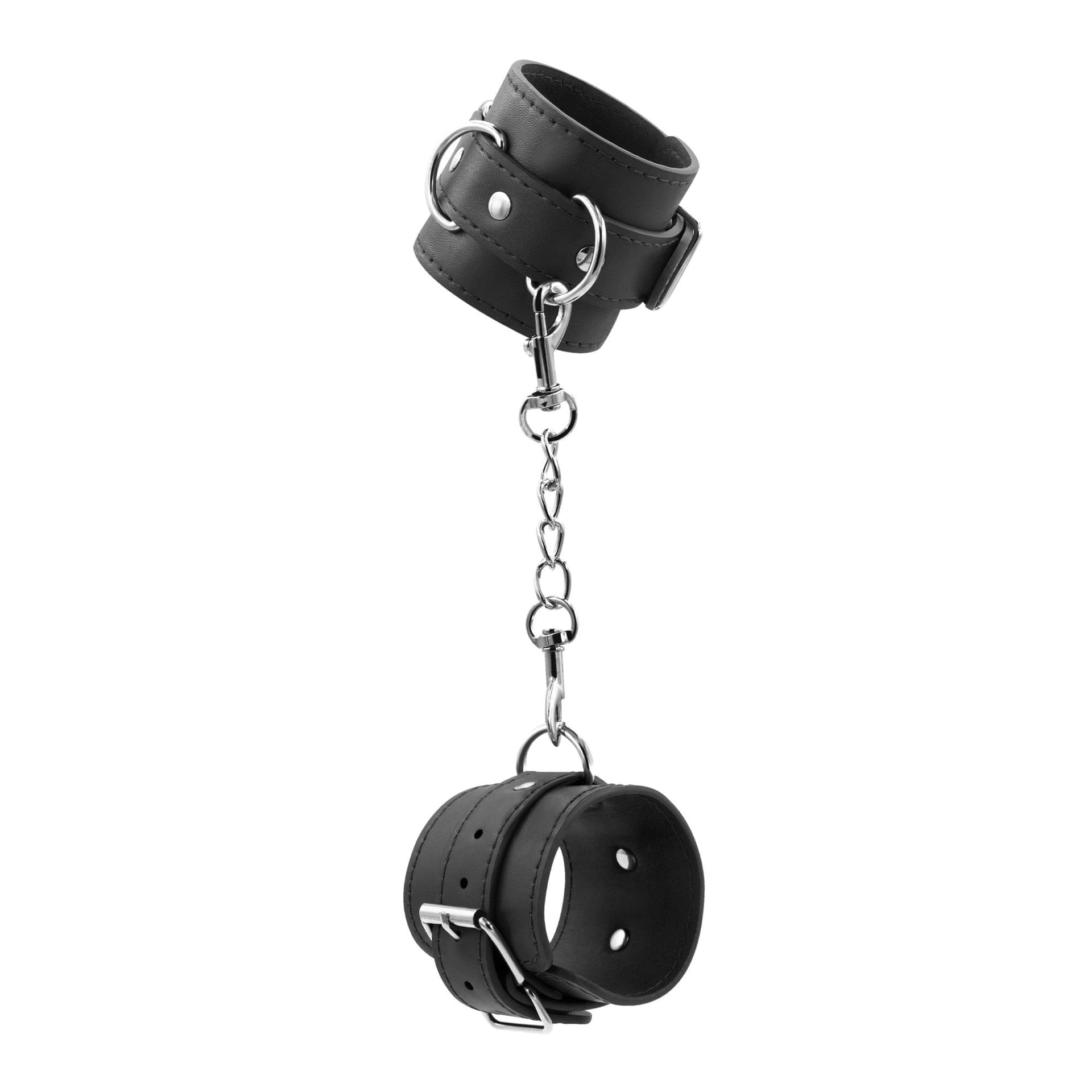 Manette BDSM Crushious Bondage Love ecopelle nere polsi caviglie catena unisex - 4