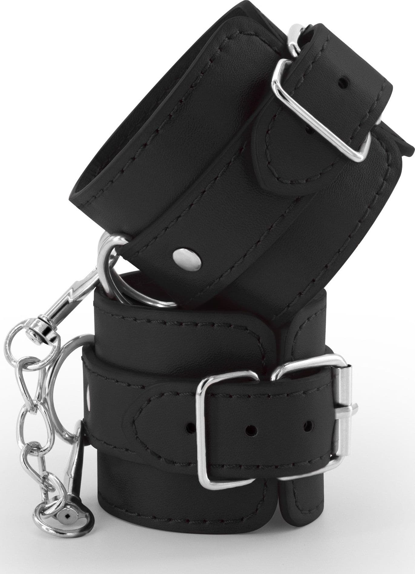 Manette BDSM Crushious Bondage Love ecopelle nere polsi caviglie catena unisex - 5