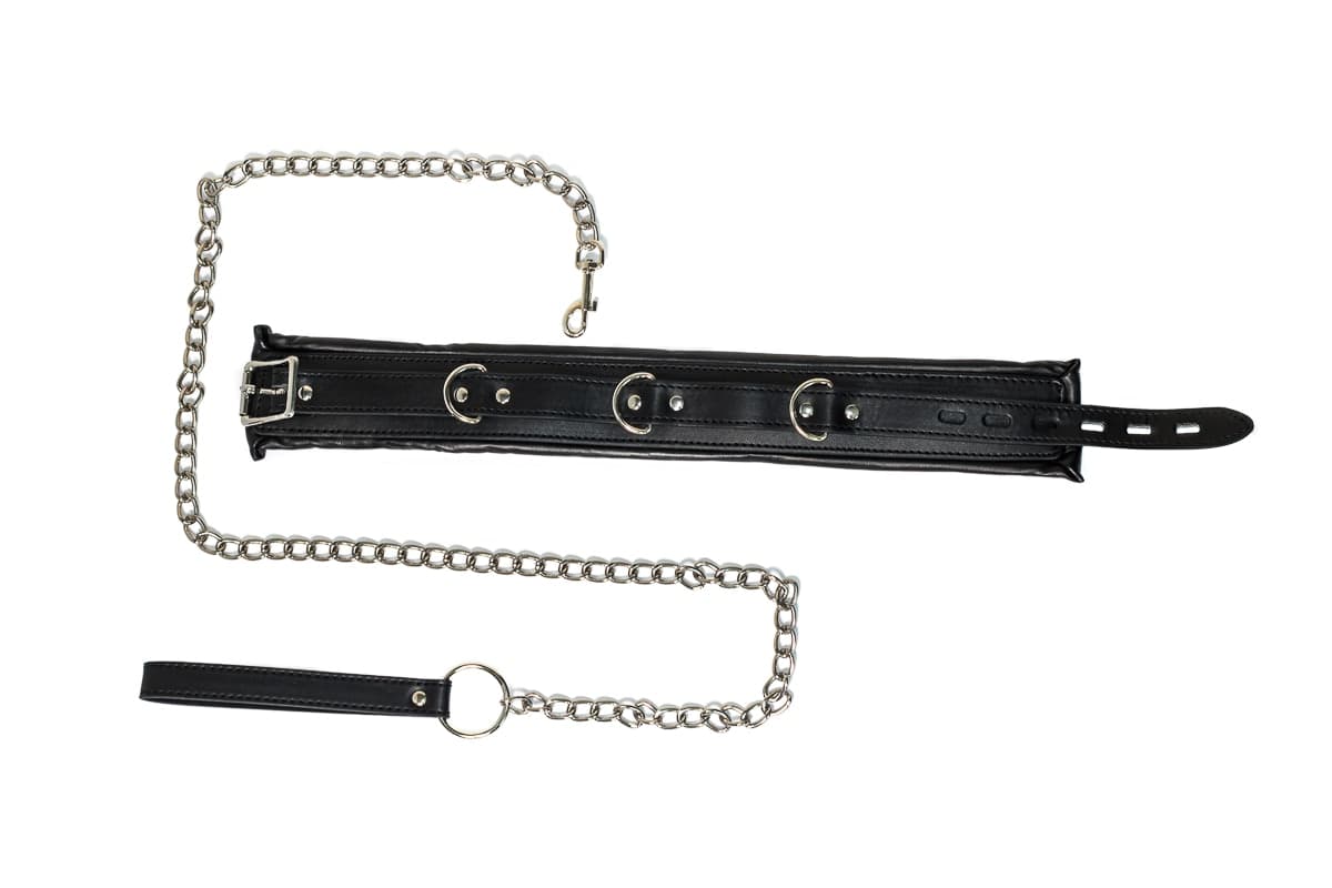Collare BDSM Lola Games Party Hard Fetish PVC nero guinzaglio 125 cm unisex - 2
