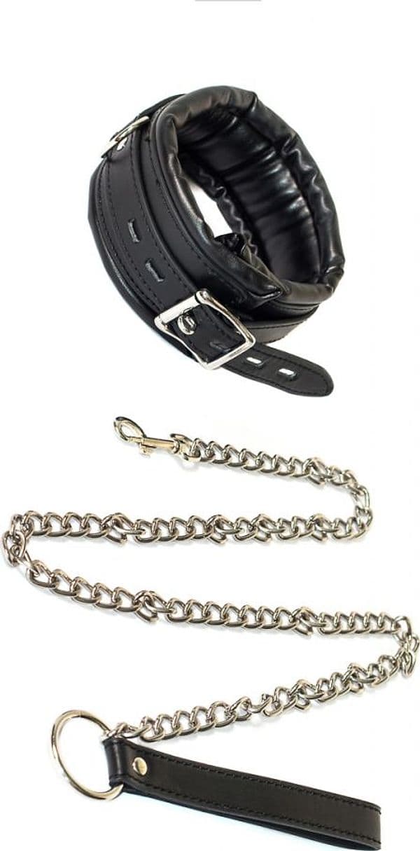 Collare BDSM Lola Games Party Hard Fetish PVC nero guinzaglio 125 cm unisex - 3