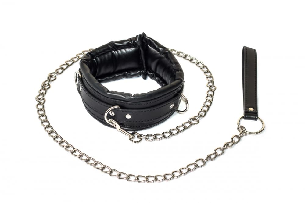 Collare BDSM Lola Games Party Hard Fetish PVC nero guinzaglio 125 cm unisex - 4