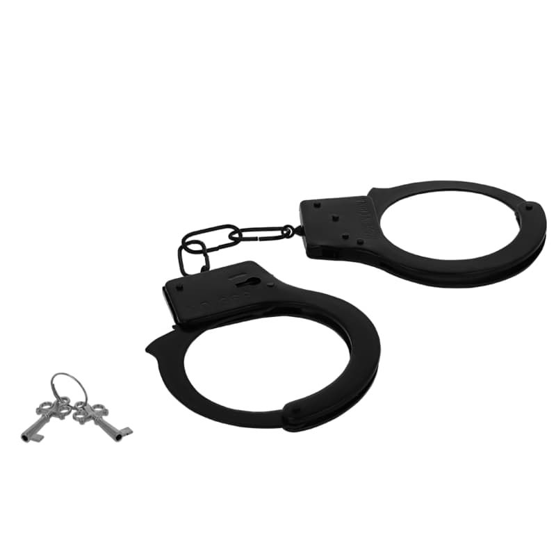 Manette BDSM Intense Fetish metallo nere catena chiavi sgancio rapido unisex - 3