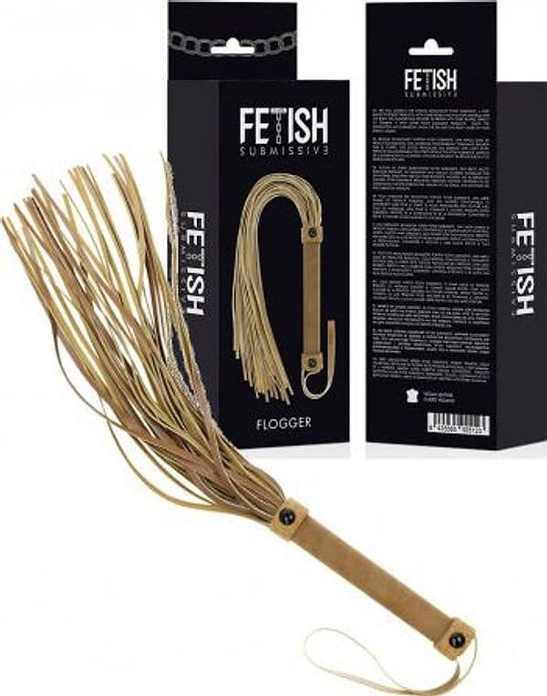 Flogger BDSM Fetish Submissive Origin pelle vegan cammello 28 cm morbido unisex