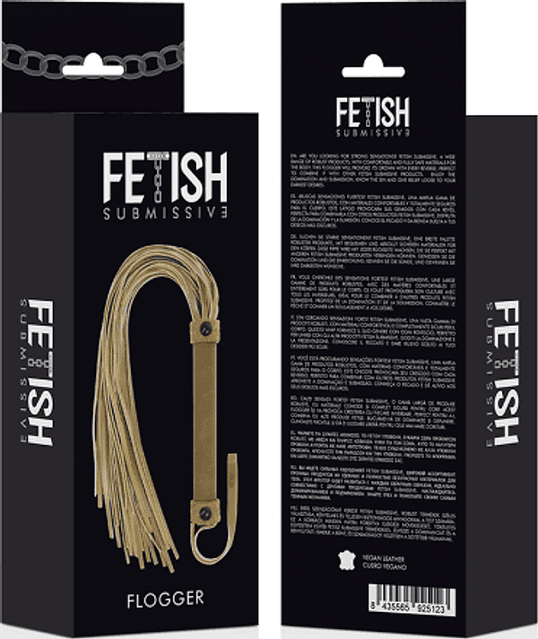 Flogger BDSM Fetish Submissive Origin pelle vegan cammello 28 cm morbido unisex - 6