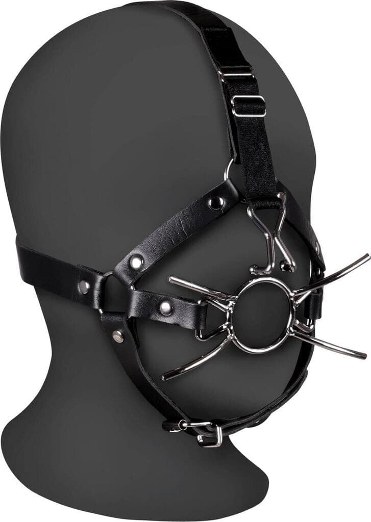 Gag BDSM OHMAMA Spider Head Harness metallo cinturini regolabili nero unisex - 3