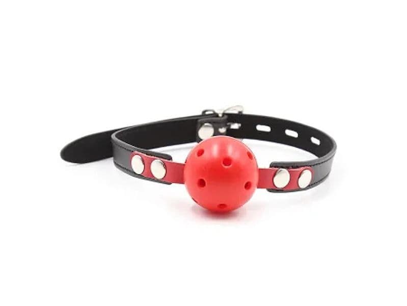 Morso BDSM Fetish Addict Ball Gag rosso traspirante regolabile lucchetto chiave - 2